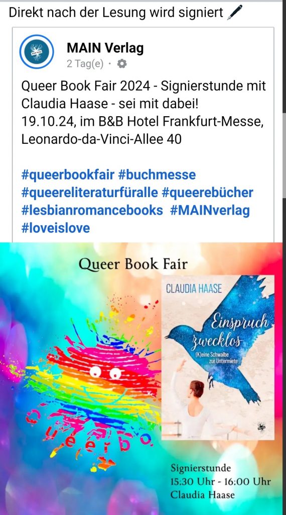 Ankündigung Signierstunde auf der QBF 2024